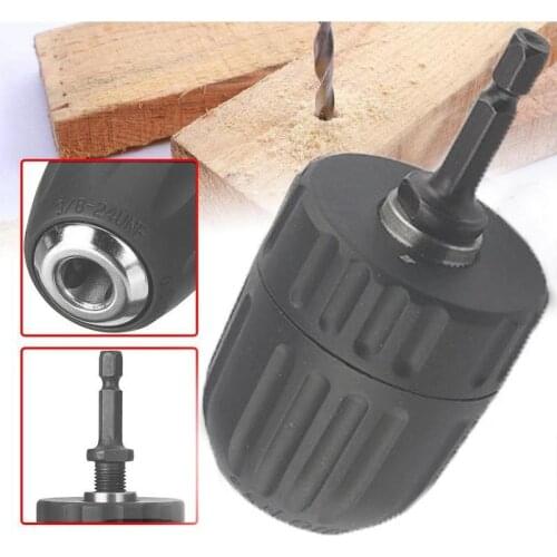 Keyless Chuck Driver Hex Shank Screwdriver to Drill HEX Drill Accessories Converter 1/4'' to Bit 3/8'' E8Q9