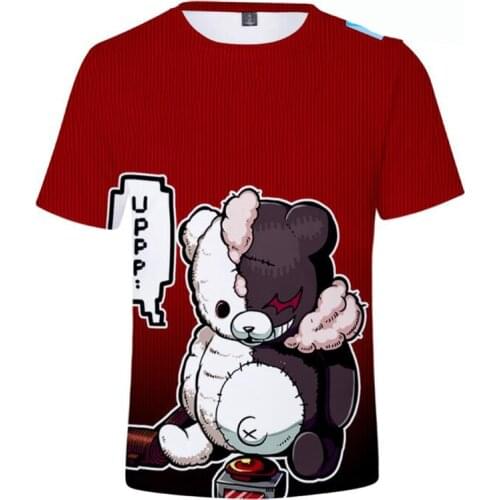 Monokuma Danganronpa Cosplay T Shirt Men Women Black & White Bear 3D Cute Tshirt Summer Tops Anime Clothes Streetwear