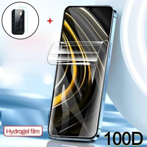 Full Cover Hydrogel Film For Xiaomi Poco M3 Full Gule Screen Protector For Poco M3 Camera Case For Xiaomi Poco M3 Case 6.53"