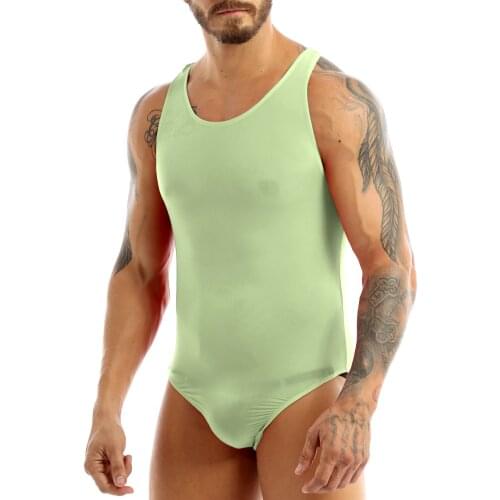 IEFiEL Sexy Lingerie Mens Stretchy Mankini Thong Over Shoulder Undershirt Bodysuit for Mens Shapers Jumpsuit Bodystocking