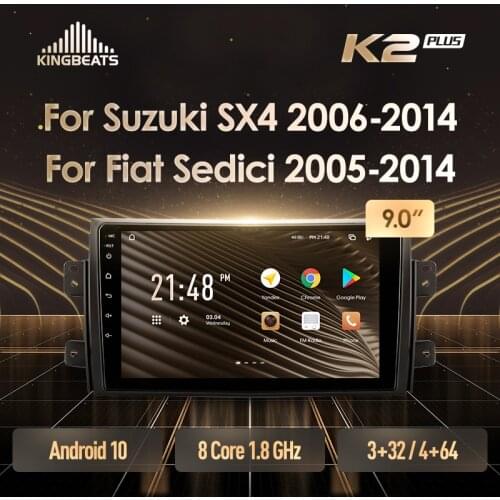 KingBeats Android 10 Octa-Core head unit HU 4G in Dash Car Radio Multimedia Video Player Navigation GPS For Suzuki SX4 1 2006 - 2014 For Fiat Sedici 2005 - 2014 no dvd 2 din Double Din Android Car Stereo 2din DDR4