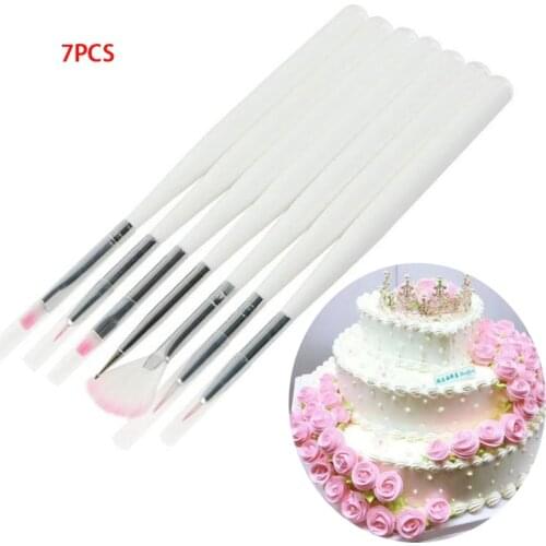 Cake Decorating Tools Baking Accessories 7Pcs Multifunction Icing Pastry Brushes Fondant Cake Painting Brush Nail Art Brush Pen