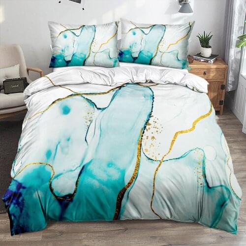 Classic 3D Marble Quilt Cover Set Bedding Sets 3-Piece Comforter Covers Pillowcases Duvet Cover Linens Bed Queen Size Bedspreads