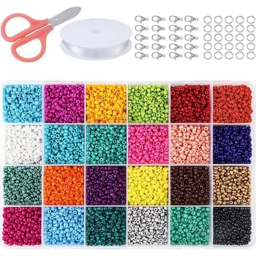 2mm 3mm 4mm Round Acrylic SeedBeads Czech Seed Beads Spacer Solid Color for Kids DIY Bracelet Necklace Jewelry Making 24 colors