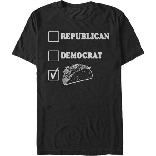 Hot Sale Men T Shirt Fashion Lost Gods Election Ballot Vote Tacos Mens Graphic T Shirt Summer O-Neck Tops