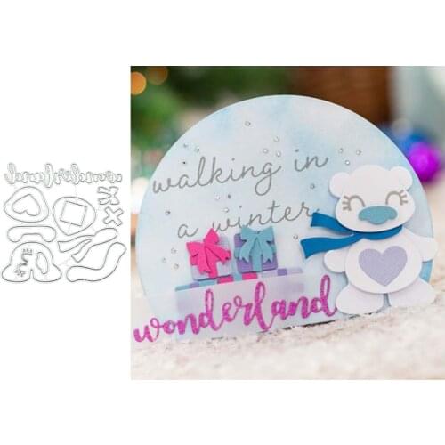 Christmas Polar Bear Metal Cutting Dies for Scrapbooking Handmade Tools Mold Cut Stencil New DIY Card Make Mould Model Craft