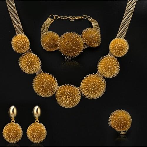 Fani fashion African Jewelry Set Wholesale 2020 Dubai Gold-color designer Jewelry Set Wholesale nigerian bead bridal Jewelry Set