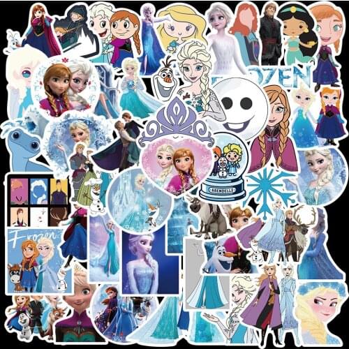 50 Pcs Frozen 2 Stickers Princess Elsa Graffiti Frozen Sticker for Kids on Laptop Skateboard Suitcase Bike
