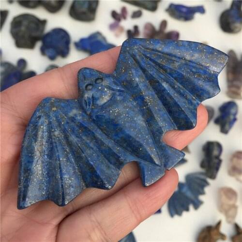 Natural Lapis Lazuli Crystal Bat Hand Carved And Polished Rare Gemstone Home Decoration