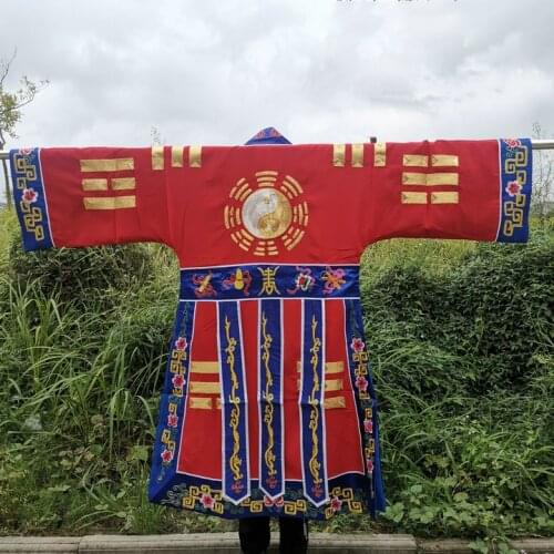 Taoist articles, Taoist robes, Gaogong clothes, golden thread clothes, small sleeve golden thread Bagua clothes, refined red