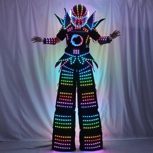 Full Color Smart Pixels LED Robot Suit Costume Clothes Stilts Walker Costume LED Lights Luminous Jacket Stage Dance Performance