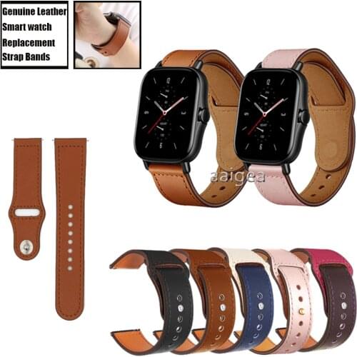 20mm 22mm Genuine Leather Band Strap for Huami Amazfit GTS 2e GTS2 mini for Huami Bip Lite S U/GTR 42mm Replacement band strap