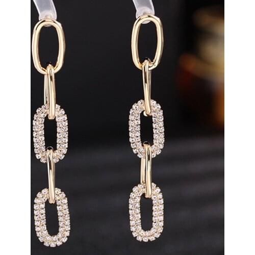 Zlxgirl jewelry luxury brand chain shape gold color Earrings jewelry for women bridal accessory AAA zircon stud earring brinco