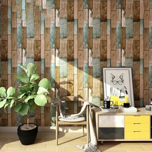 Wood Peel and Stick Wallpaper Self-Adhesive Removable Wall Covering Decorative Vintage Wood Faux Vinyl Decal Roll