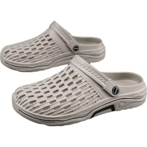 Summer Hole Mens Slippers Summer Breathable Fashion Mens Flat Slippers Concise Male Summer Slides