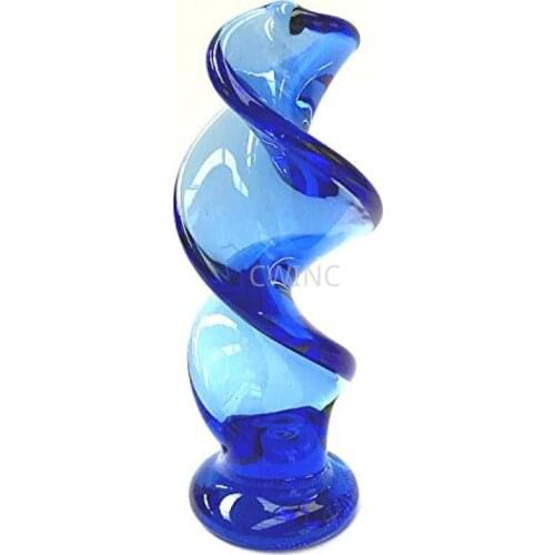 Spiral Shape Crystal Glass Penis Masturbation Anal Plug Stimulation