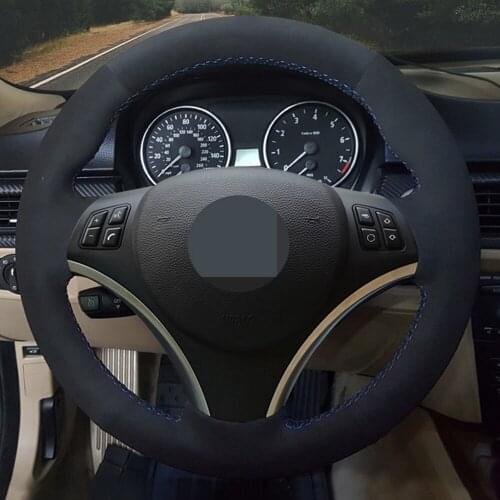 DIY Hand-stitched Black Suede Car Steering Wheel Cover For BMW M Sport 3 Series E91 320i 325i 330i 335i M3 E90 E92 E93