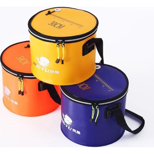 Heavy Duty Quality Foldable Fishing Bucket with Shoulder Strap 3 Size Lightweight Canvas Bucket Portable Camping Fishing