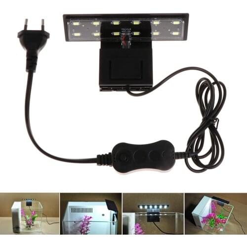 LED Aquarium Fish Tank Light Submersible Light Clamp Clip Water Plant Grow White Color Lighting EU Plug