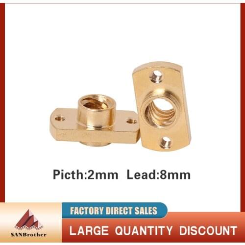 T8 lead screw nut Pitch 2mm Lead 8mm Brass T8x8mm Flange Lead Screw Nut for CNC Parts Ender 3 CR10 3D Printer Accessories
