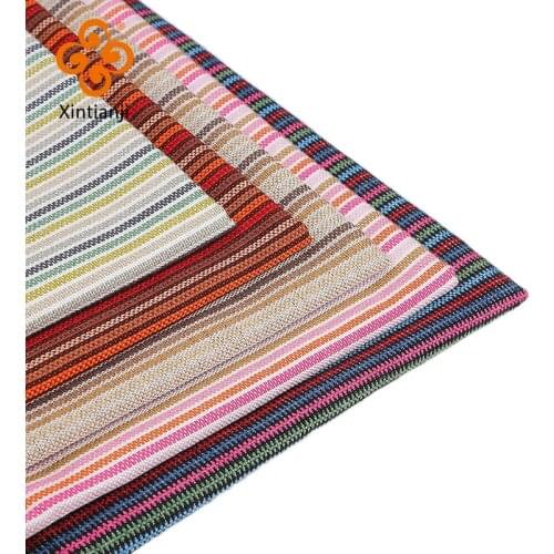 Japan Style Rainbow Stripe Coating Upholstery Fabric By The Yards Car Interior Cloth 45cm(17.71ꞌꞌ )* 145cm(57.08ꞌꞌ) TJ1646