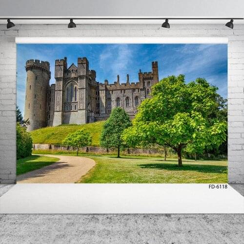 Vintage Castle Footpath Tree Photography Backdrop Custom Background Photo Studio for Children Baby Portrait Scenery Photocall