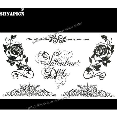 SHNAPIGN Valentines Day Temporary Tattoo Body Art Arm Flash Tattoo Stickers 17*10cm Waterproof Fake Henna Painless Sticker