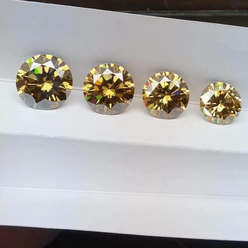 VVS1 8mm 2cts Round Brilliant Cut Champagne Moissanite Diamond Lab Grown 6.5mm 1ct Stone Loose