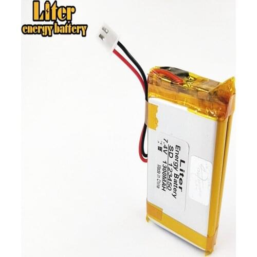 XH2.54-2P 7.4V 1300mAh 123450 Polymer Li-ion battery Bluetooth stereo DVD TV Digital Satellite Finder Meter WS-6933 WS-6923