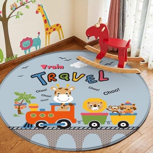 Alfombra Funny Animal Train Pattern Baby Carpet Baby Play Mat Children Carpet Non-Slip Children Safety Flannel Cat Carpet