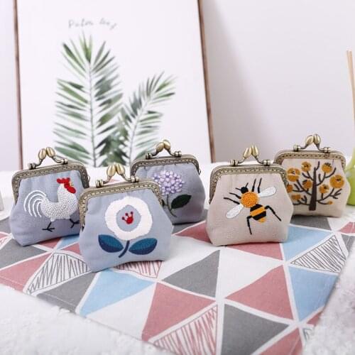 DIY Embroidery Flower Tree Purse Wallet Needlework Sewing Cross Stitch Materials Chinese Style Small Coin Purses Women Vintage