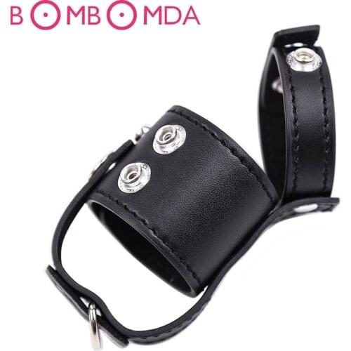 SM Cock Ring Bondage Kit Penis Sleeve Sex Toy For Men Leather Cockring Penis Chastity Belt Device Penis Ring For Men Sex Product