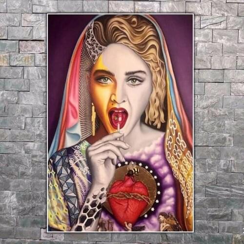 Famous Colorful Female Singer Madonna Art Canvas Painting Wall Decor American Female Star Poster and Prints Modern Home Decor