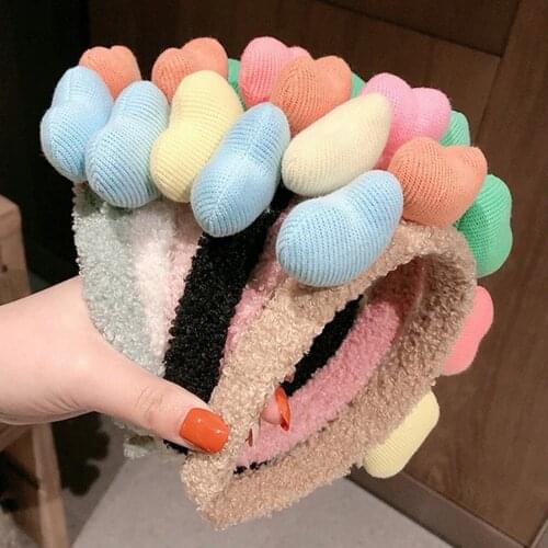 1Pcs Ladys Lovely Cloth Hairpin Colorful Fashionable Heart-shaped Lamb Hair Accessories Bow Ears Headbands