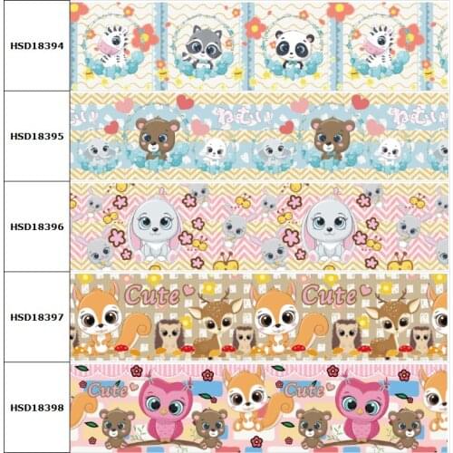 10yard Cartoon Animal Zebra Elephant Printed Grosgrain Ribbon Accessory Hairbow Headwear Decoration DIY Wholesale OEM 38MM 75MM