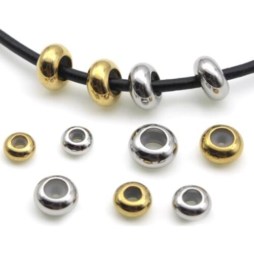 10pcs Gold Stainless Steel Round Spacer Stopper Beads With Rubber Rings Inside for Charm Bracelet DIY Jewelry Making Findings