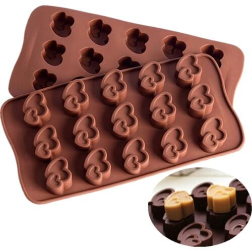 15-Cavity Silicone Love Shape Chocolate Molds Bakeware Fondant Candy Mould Cake Decoration Tools Kitchen Baking Accessories