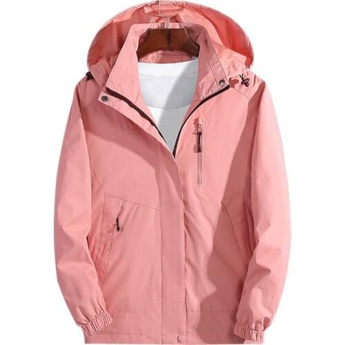 2020 Womens Spring Autumn Sports Trench Coat Windproof Waterproof Thin Outwear Hooded Long-Sleeves Plus Size Windbreaker KW446