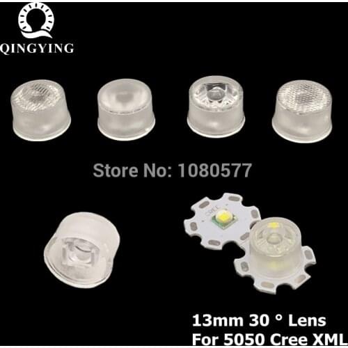 50pcs 13mm CREE LED Lens 30 Degree Optical PMMA Lenses Holder SMD 5050 XML XML2 XML-L2 Plano Reflector Collimator