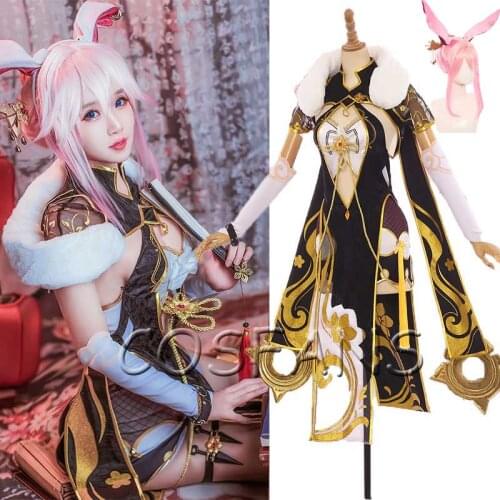 Anime! Honkai Impact 3 Yae Sakura TaoYuanYiMeng New Year Cheongsam Sexy Dress Lovely Uniform Cosplay Costume Full set and wig