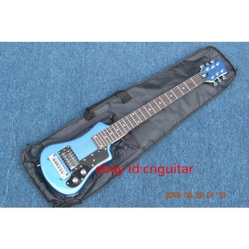 Free shipping children mini electric guitar metal blue color electric guitar including bag