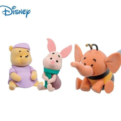 Disney Genuine Winnie The Pooh Action Figure Toys Cute Flocked Fabric Dolls Piglet Anime Collection Model Car Decor Kids Gifts