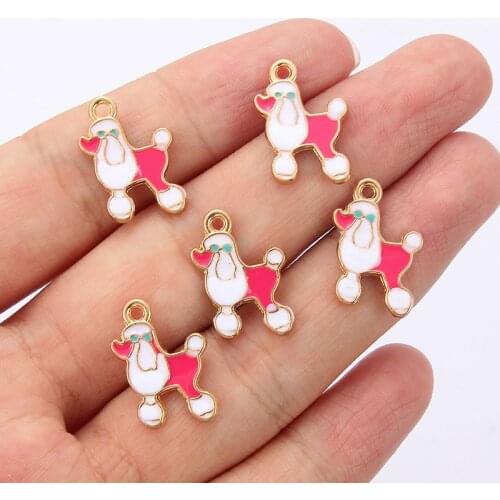 10pcs/pack Cute Dog Animal Enamel Charms Metal Golden Pendant Earring DIY Fashion Jewelry Accessories 20*13mm