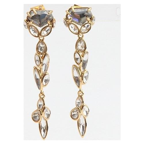 European and American fashion jewelry fashion white crystal gem long drop earrings earrings women