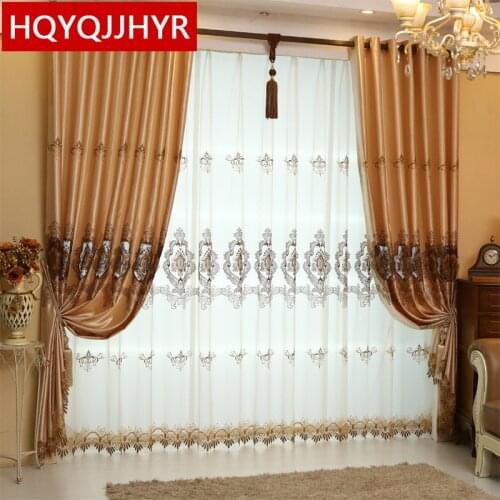 European luxury imitation silk embroidered curtain for living Room sheer curtains for kitchen window curtain bedroom/ balcony