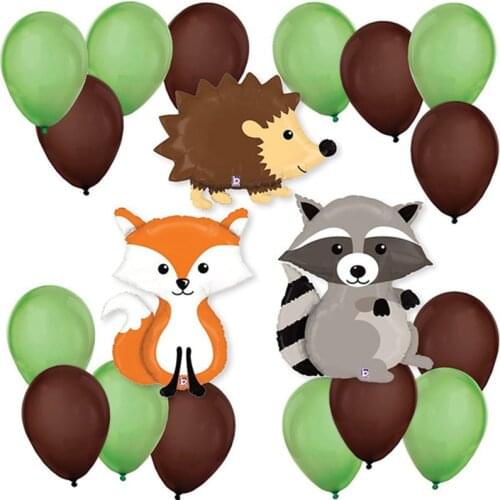 Forest Animal Balloons Raccoon Fox Helium Balls Happy Birthday Summer jungle Party Decorations Kids Baby Shower Decor Toy