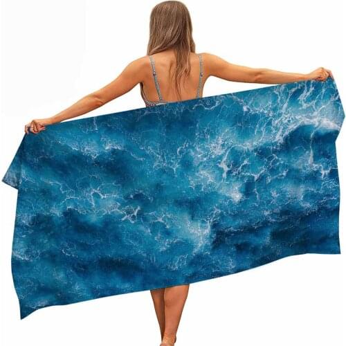 HELENGILI sea wave sandy beach Microfiber Pool Beach Towel Portable Quick Fast Dry Sand Outdoor Travel Swim Blanket Yoga Mat