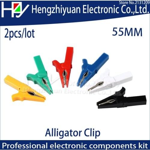 Hzy Sale 2PCS Black Rad Battery Test Clip 55MM HV Alligator Clip For Banana Plug 4mm Multimeter Pen Cable Probes Crocodile