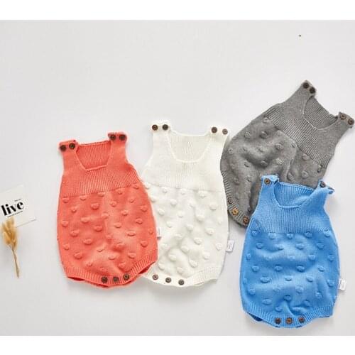 0-24m winter baby boys clothing set cotton knitted pompom design sleeveless jumpsuit for girls romper fall toddler onesie outfit