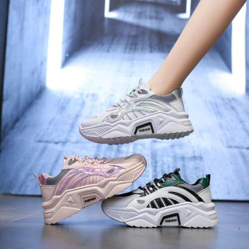 Vulcanize Shoes Summer Sneakers 2021 Breathable Stitching Color Fashion Casuals Height Increasing Female Chunky Ladies Shoes
